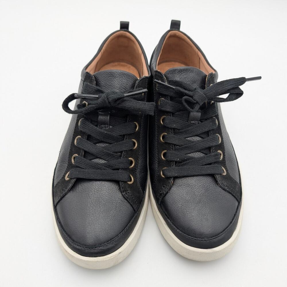 Vionic Black Leather & Suede Sneakers with Cream Sole - Picture 2 of 13